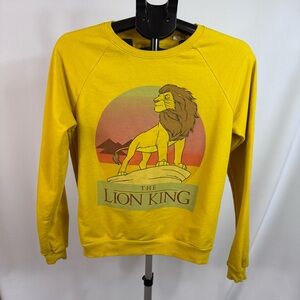 Disney Lion King Simba Graphic Crewneck Sweatshirt Yellow Size Medium